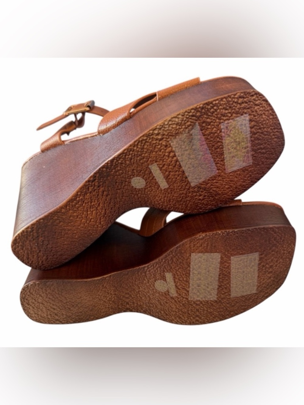 Bamboo Timber Wedge Platform Open Toe Sandal Light Brown Women's Summer SIZE 9 - Picture 6 of 6